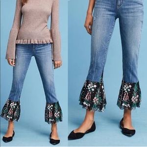 Anthropologie Pilcro & The Letterpress Flare Floral Jean